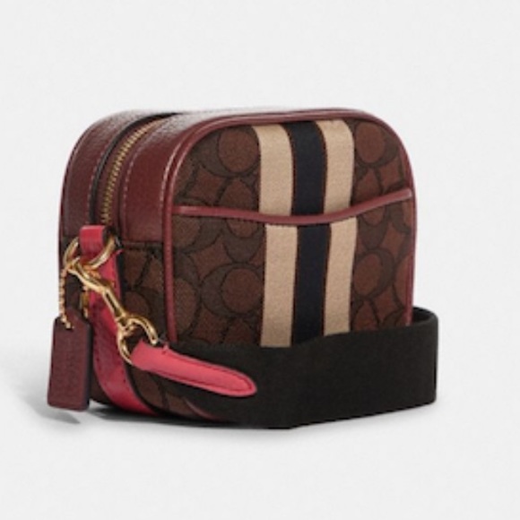 Coach Mini Dempsey Camera Bag In Signature Jacquard With Stripe And Coach Patch - Picture 6 of 11